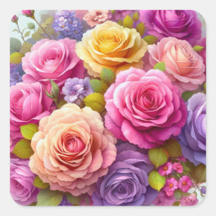 Rose Medley Square Sticker