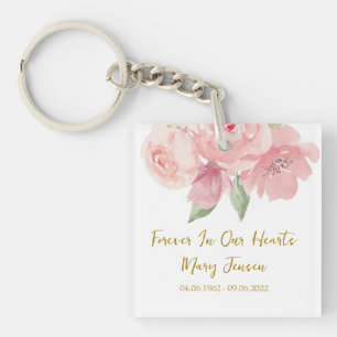 Rose Memorial Funeral Photo Key Ring