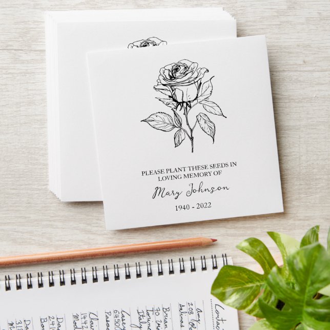 Rose Memorial Funeral Seed Envelope (Stacked)