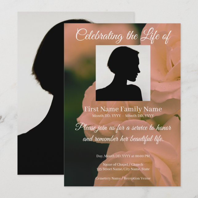Rose memorial invitation (Front/Back)