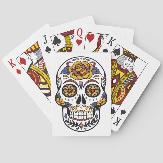 Rose Mexican Sugar Skull Day of the Dead Playing Cards (Back)