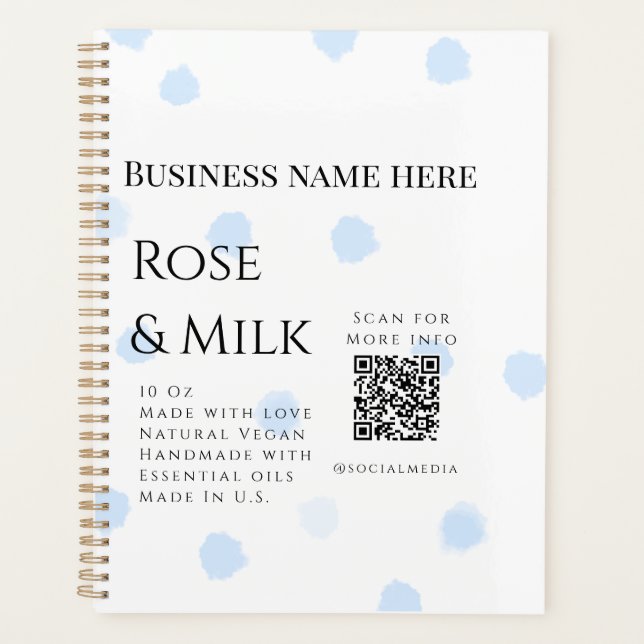 Rose milk handmade soap business QR code add detai Planner (Front)