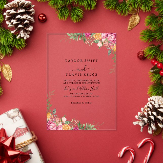 Rose Minimal Modern Acrylic Wedding Invite Invitations (Insitu (Holiday))
