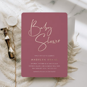 Rose   Modern Minimalist Script Baby Shower