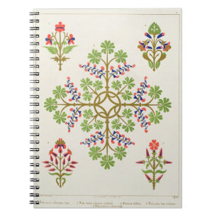 Rose motif wallpaper design, printed by M. & N. Ha Spiral Notebook