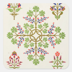 Rose motif wallpaper design, printed by M. & N. Ha Square Sticker