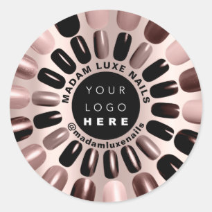Rose Nails Stylist Studio Custom Logo MMODERNN Classic Round Sticker