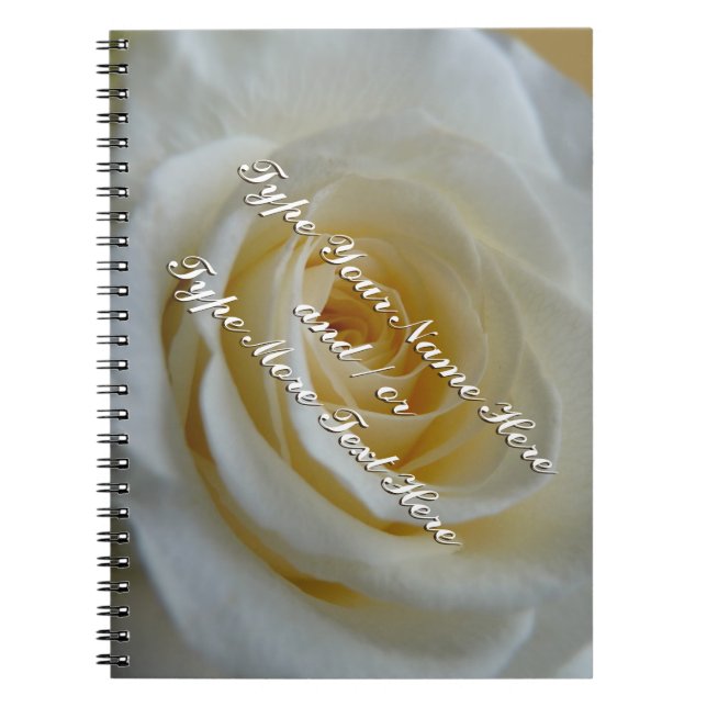 Rose Notebook Personalise Romantic White Rose Book (Front)