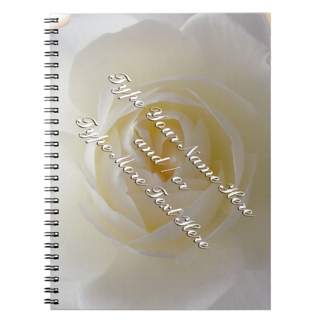 Rose Notebook Personalise Romantic White Rose Book (Front)