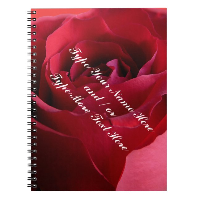 Rose Notebook Personalised Romantic Rose Book (Front)