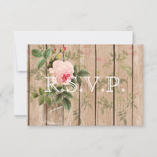 Rose of Orleans Ecru Wedding RSVP Card (Front)