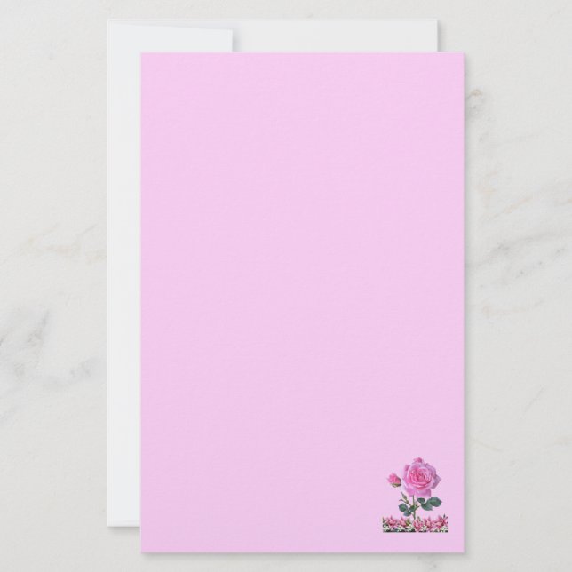 Rose Of Sharon Lilly Of The Valley Pink Stationery (Front)