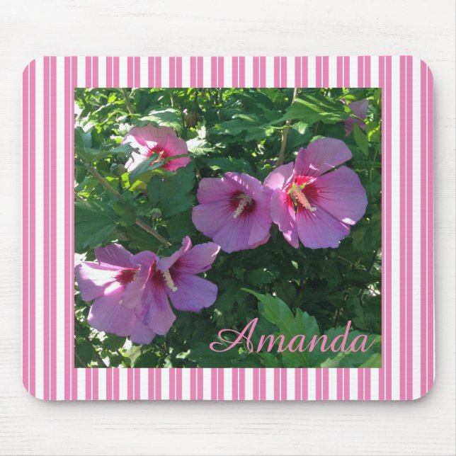 Rose of Sharon Striped Mouse Pad (Front)