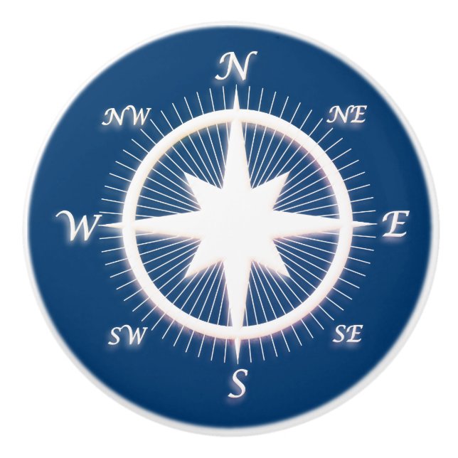 Rose of Winds Nautical Compass Custom Ceramic Knob (Front)