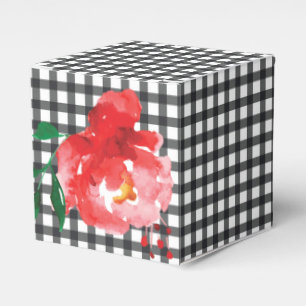 Rose on Black and White Gingham 2" Favour Box