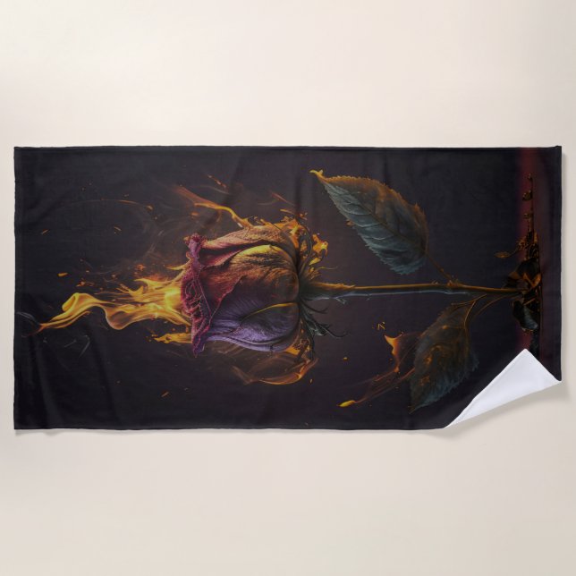 rose on fire beach towel (Front)