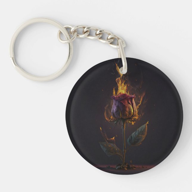 rose on fire key ring (Front)