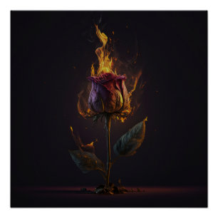 rose on fire poster