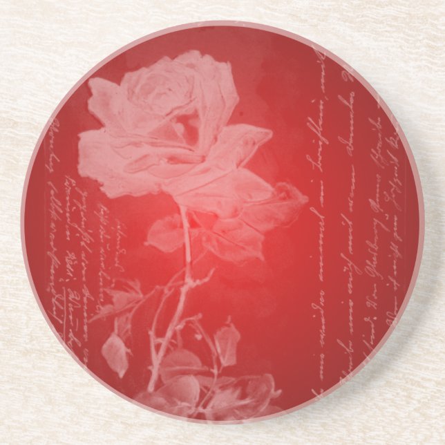 Rose on Red Valentine Coaster (Front)