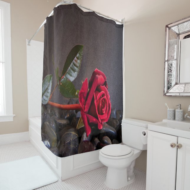 Rose On The Rocks Shower Curtain (In Situ)