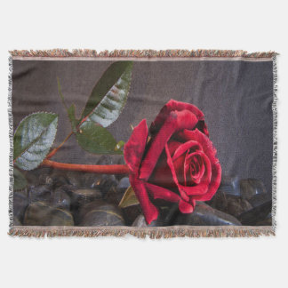 Rose On The Rocks Throw Blanket