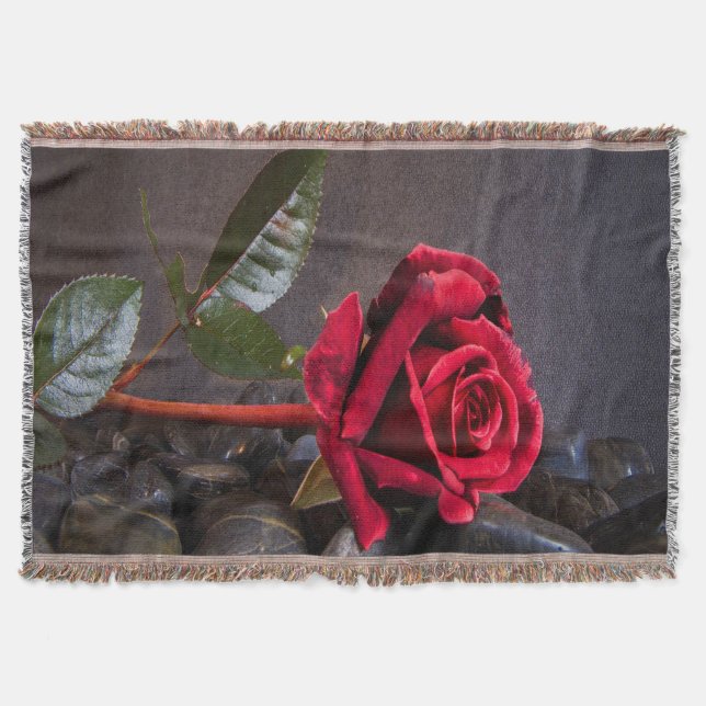 Rose On The Rocks Throw Blanket (Front)