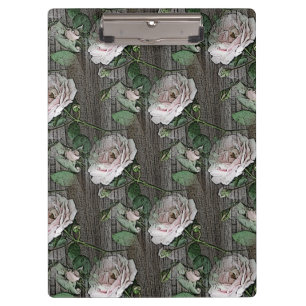 Rose on Weathered Wood Clipboard