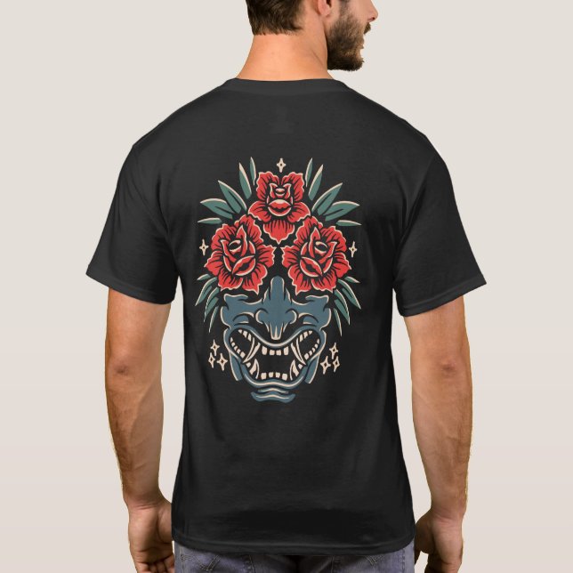 Rose Oni mask T-Shirt (Back)