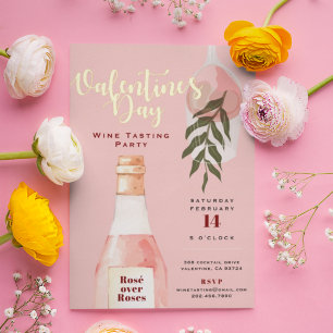 Rosé over Roses Pink Valentine's Day Party Gold