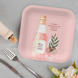 Rosé over Roses Valentine's Day Party Pink Paper Plate