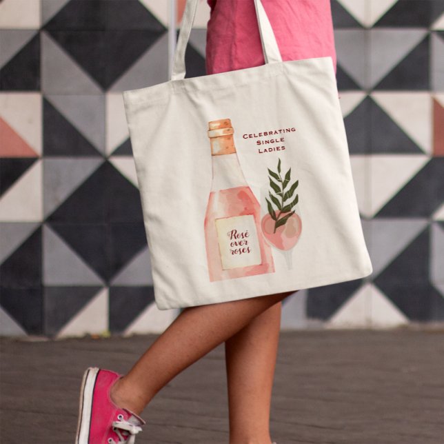 Rosé over Roses Valentine's Day Party Pink Tote Bag (Creator Uploaded)