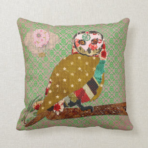 Rose Owl Boho Damask Mojo Pillow