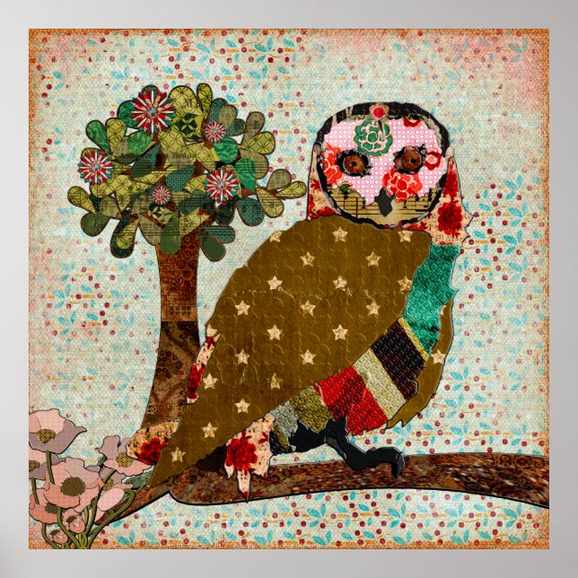 Rose Owl Dreamy Day Vintage Poster (Front)