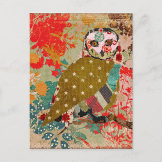 Rose Owl Floral Postcard
