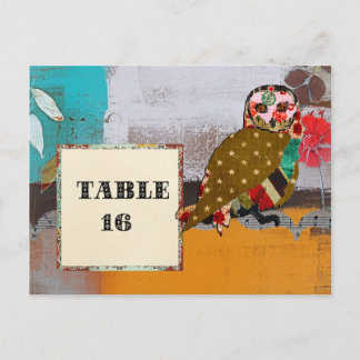 Rose Owl Table Card Postcard