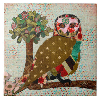 Rose Owl Vintage Tile