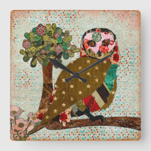 Rose Owl Wall Clock