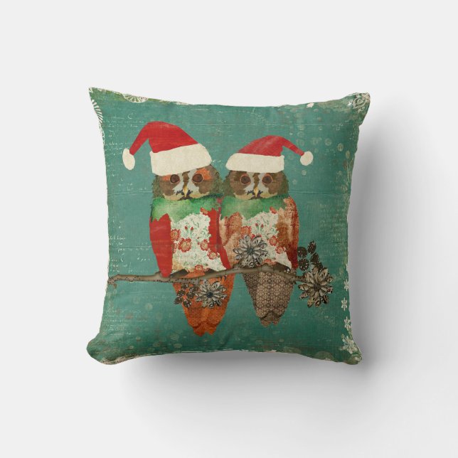 Rose Owls Christmas MoJo Pillow (Front)