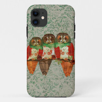 Rose Owls Jade Damask iPhone Case