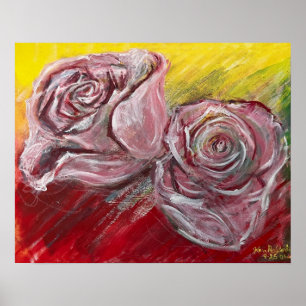 Rose Painting Textural Poster