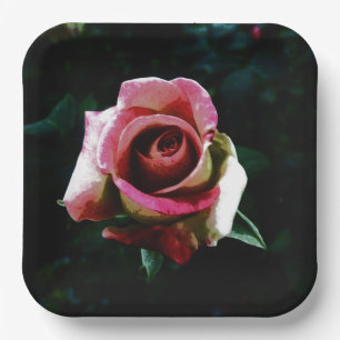 rose paper plate