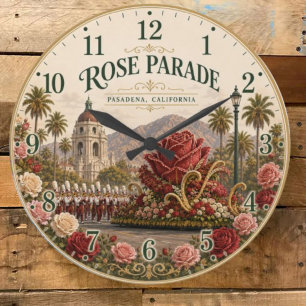 Rose Parade Festival Pasadena California Floral Large Clock