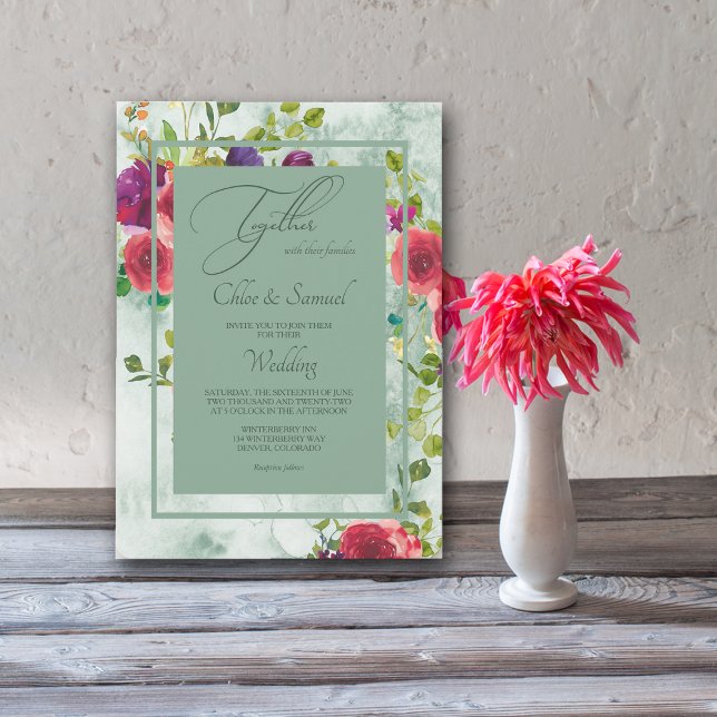 Rose Passion Watercolor Floral Wedding Invitation (Creator Uploaded)