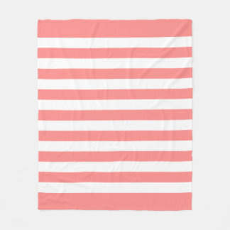 Rose Pastel & White Lines Pattern Fleece Blanket