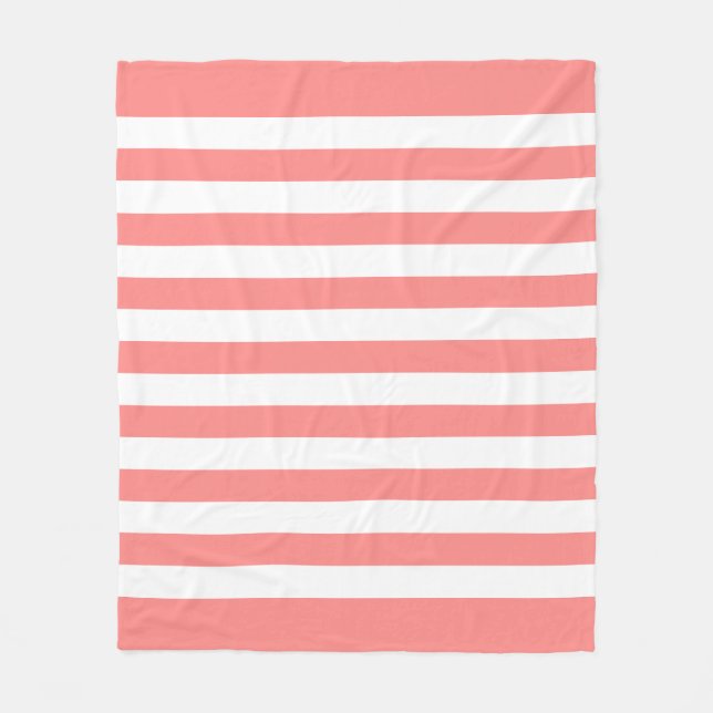 Rose Pastel & White Lines Pattern Fleece Blanket (Front)