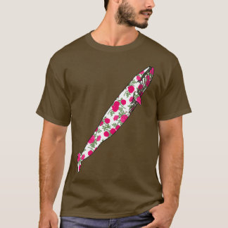Rose Pattern Blue Whale Ascending T-Shirt