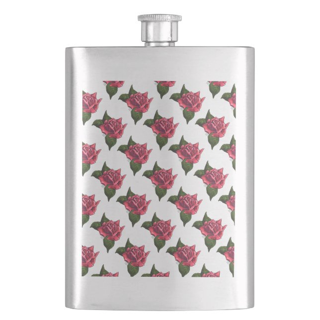 Rose Pattern Hip Flask (Front)