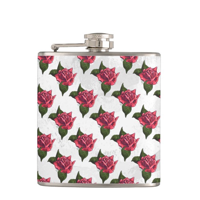 Rose Pattern Hip Flask (Front)