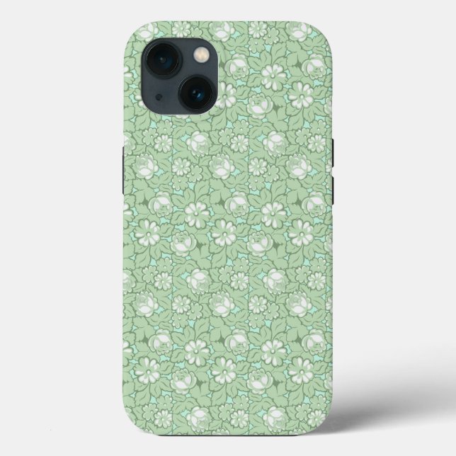 Rose pattern in light Green Case-Mate iPhone Case (Back)