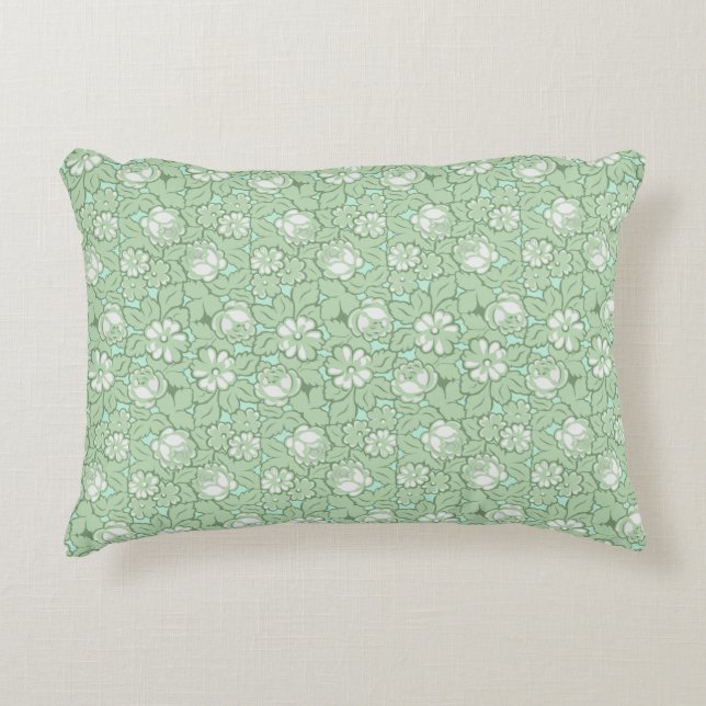 Rose pattern in light Green Decorative Cushion (Front)